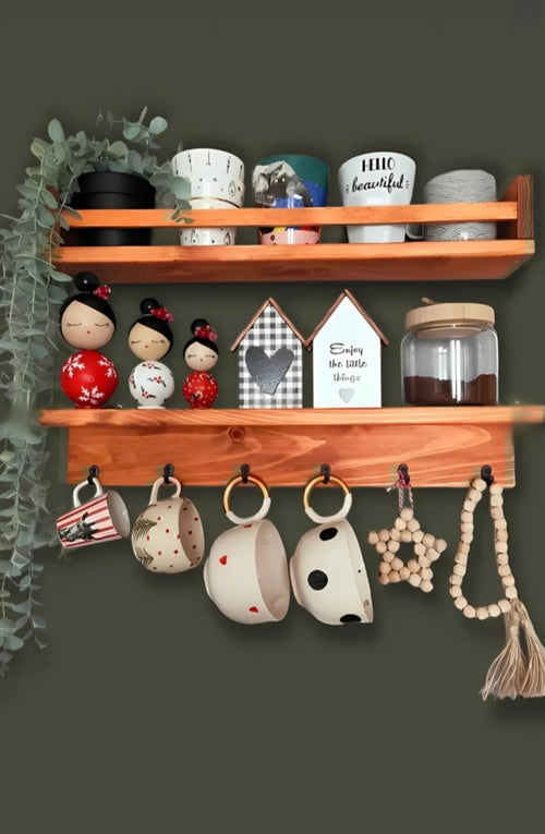 Ahşap Baharatlık Kahve Köşesi Askılık terek rustik aksesuar minimalist ahşap raf