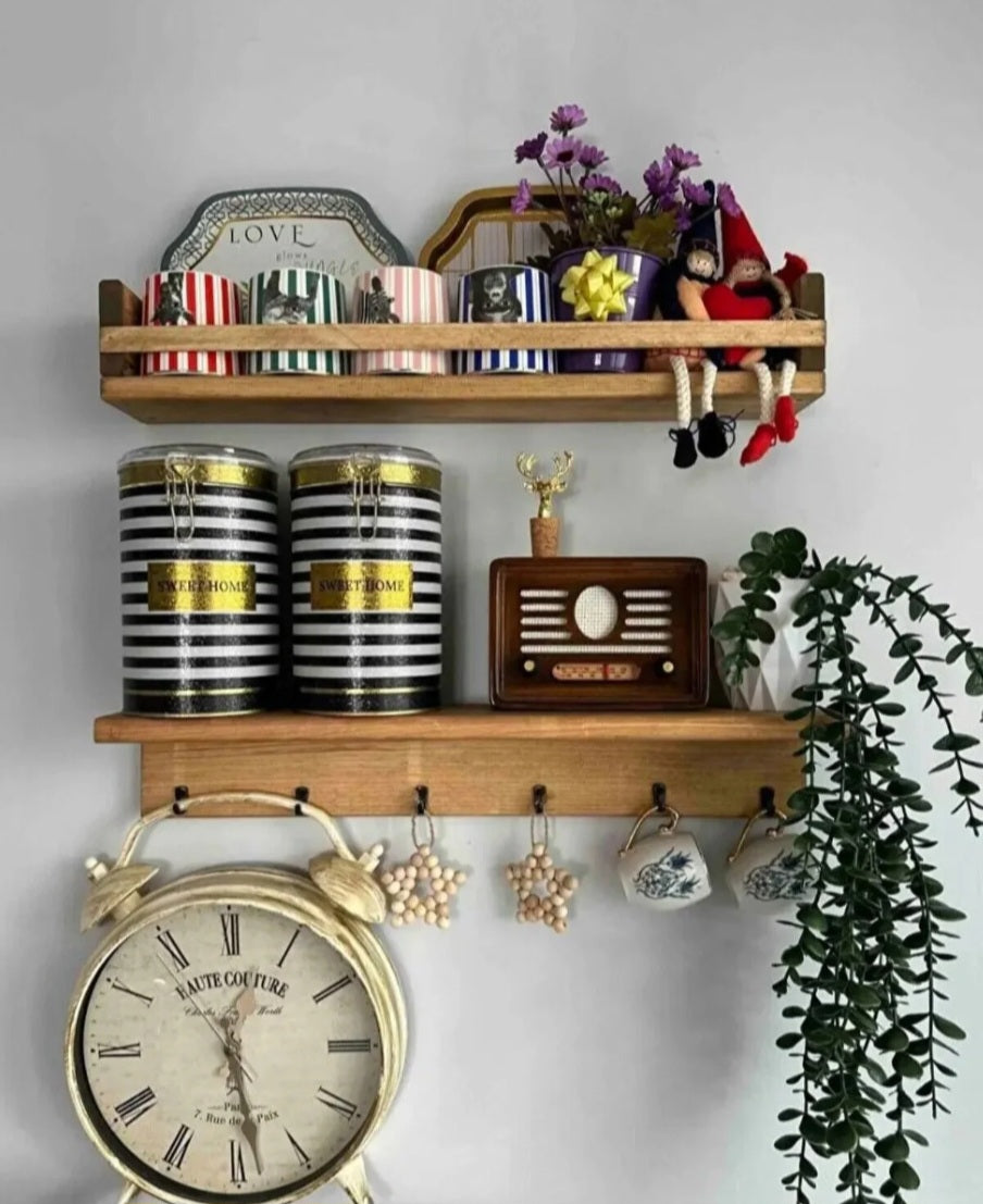 Ahşap Baharatlık Kahve Köşesi Askılık terek rustik aksesuar minimalist ahşap raf