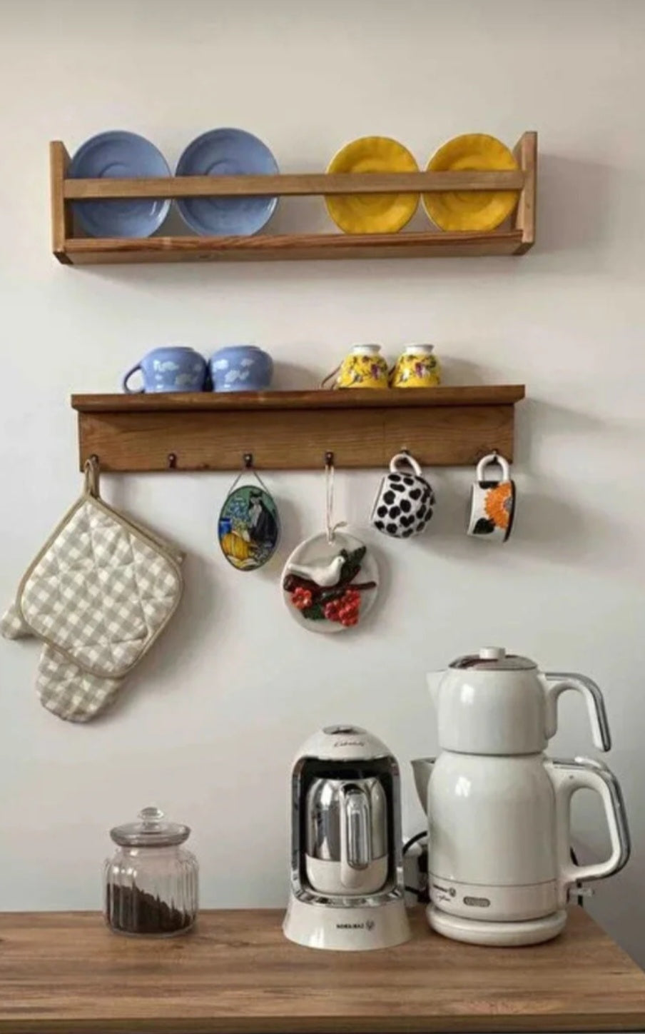 Ahşap Baharatlık Kahve Köşesi Askılık terek rustik aksesuar minimalist ahşap raf