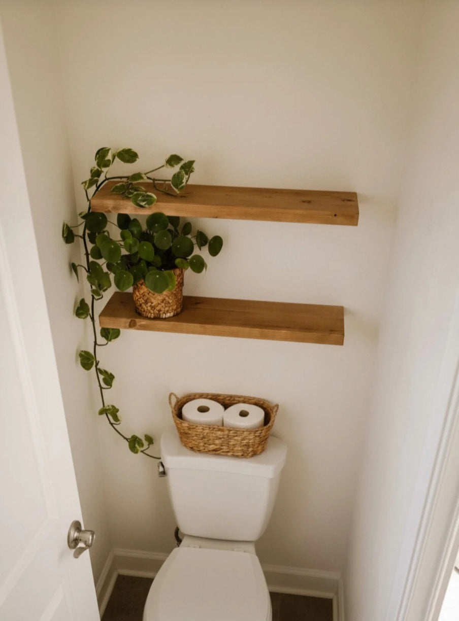 Dekoratif 2'li, Gizli Bağlantılı Duvar Monte Aksesuar Masif Duvar Rafı rustic raf