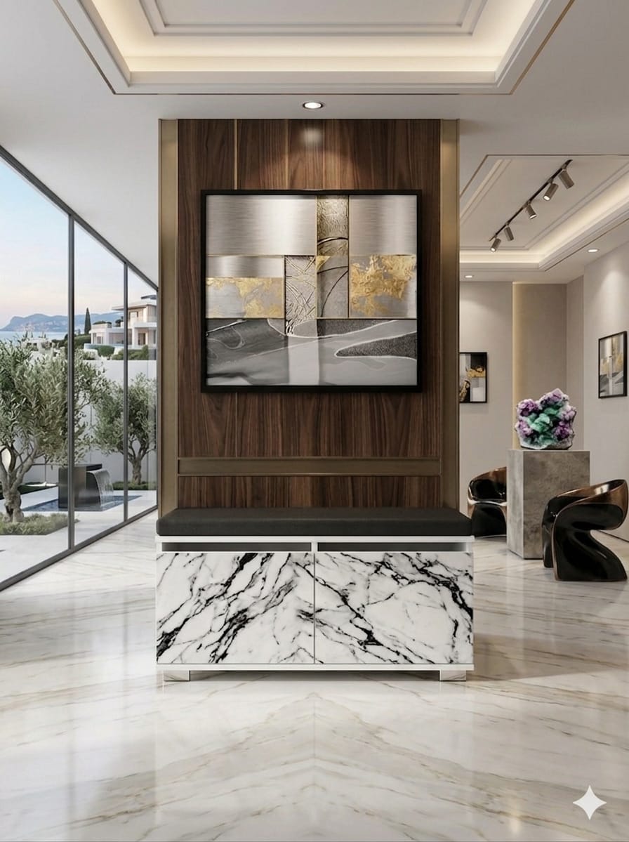 VENEZIA 80 cm Minderli Ayakkabılık Oturaklı | 2 Kapaklı Beyaz Ayakkabı Dolabı | Deri Puflu Bench Portmanto | 6-8 Çift Kapasiteli Modern Antre Dolabı