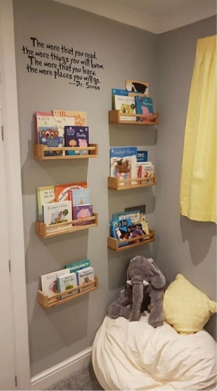 Montessori Çocuk Odası Duvar Rafı Ahşap Kitaplık Raf 4 Adet