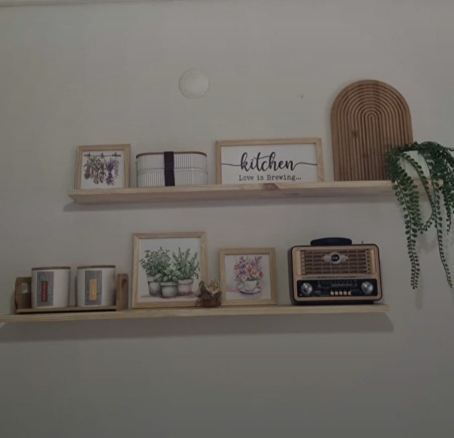 Masif Ahşap 2'li Dekoratif Duvar Raf minimalist raf