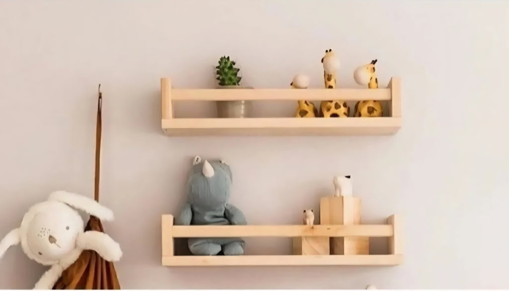 2'li set Montessori Kitaplık Duvar Rafı Bebek Çocuk Odası Ahşap Kitaplık minimalist raf