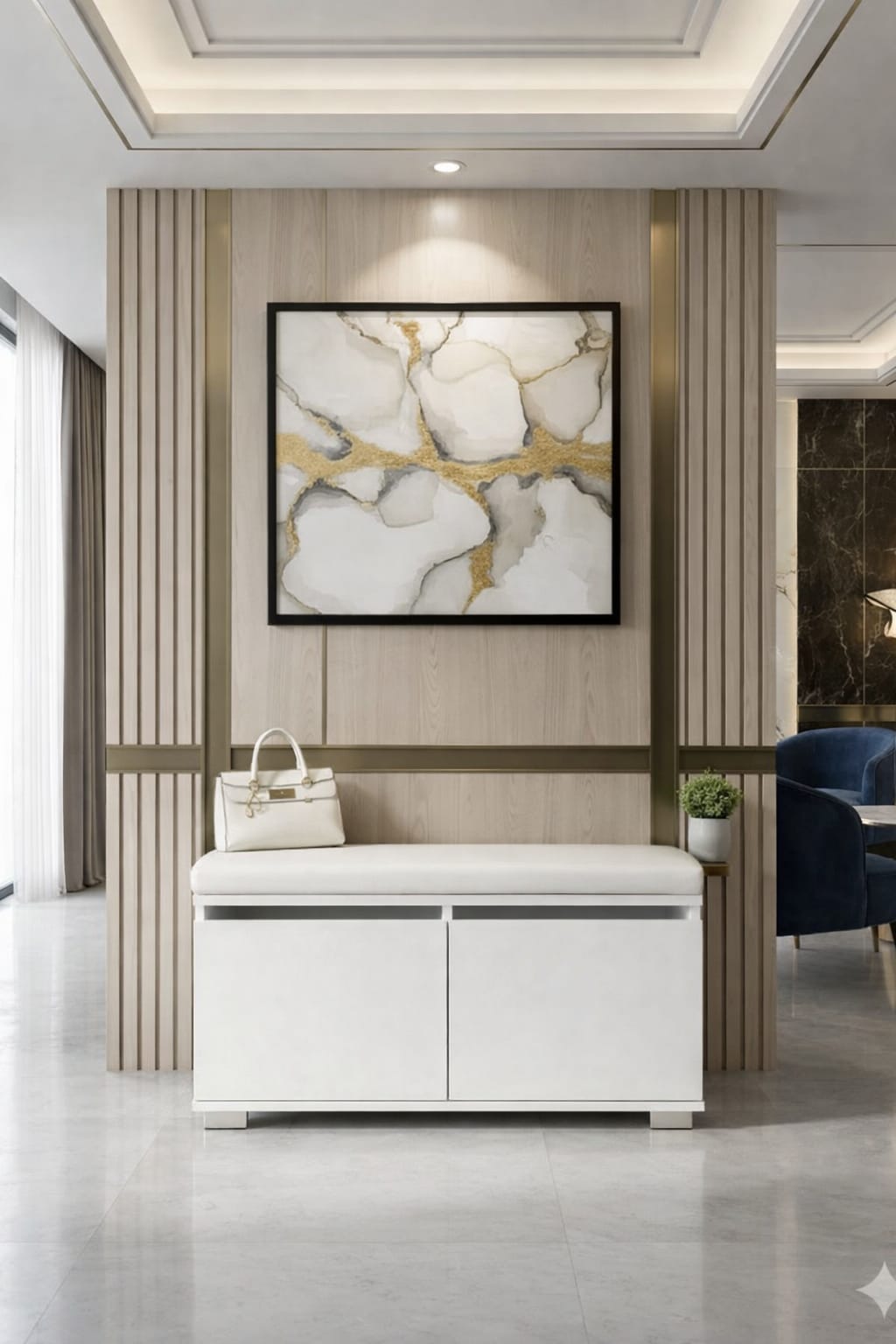 ISOLA 80 cm Minderli Ayakkabılık Oturaklı | 2 Kapaklı Beyaz Ayakkabı Dolabı | Deri Puflu Bench Portmanto | 6-8 Çift Kapasiteli Modern Antre Dolabı